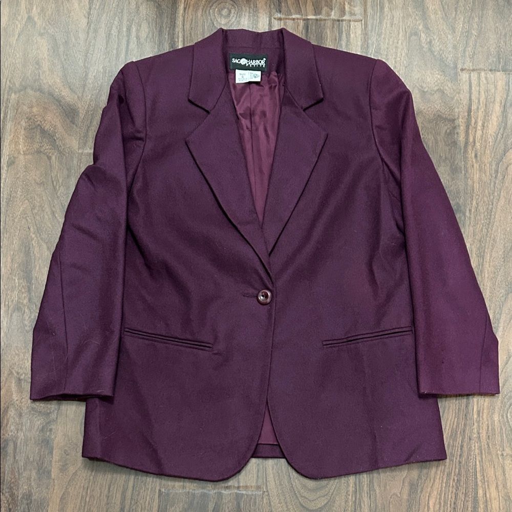Sag Harbor Vintage Deep Purple Wool Blazer